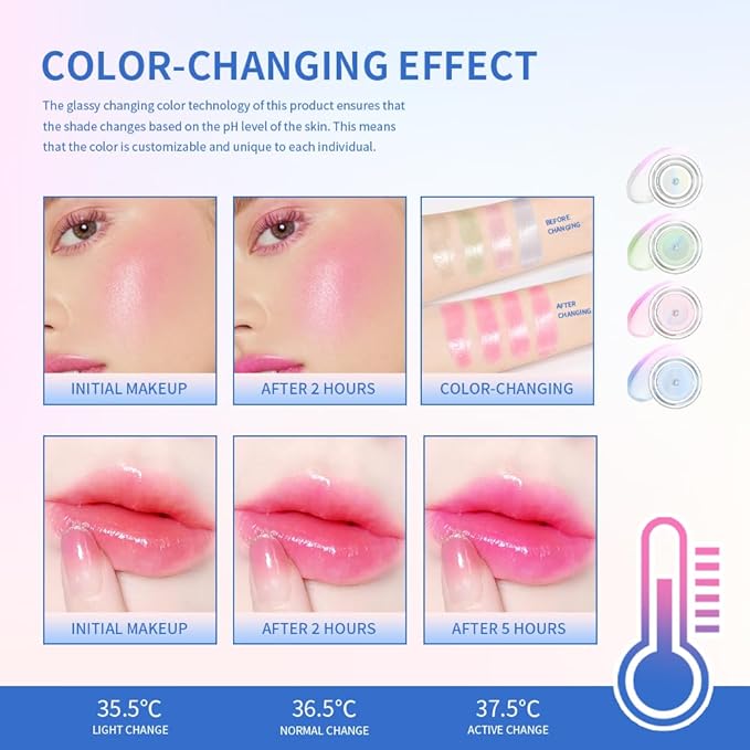 Color Change Blush Clear Liquid Blush Cream Moisturizing Blusher Halo dyeing naturally Blush Rouge Multi-use Makeup Cream For Cheeks Face Lips Waterproof Blush Gel Lip Oil (#3)