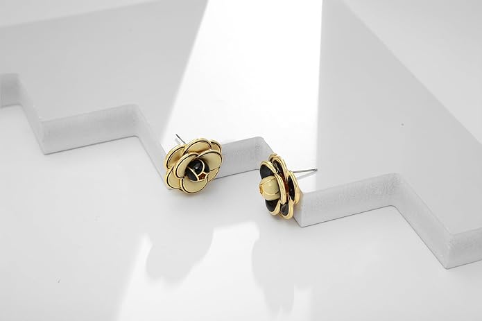 CLASSYZINT Gold/White/Red/Black Flower Stud Earrings For Women