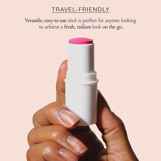 BOOM! by Cindy Joseph Boomstick Creamy Blush Stick and Lipstick - Long Wearing Blendable and Buildable Color - Vegan Multistick for Cheeks & Lips for Older Women & Mature Skin - Peony Pink