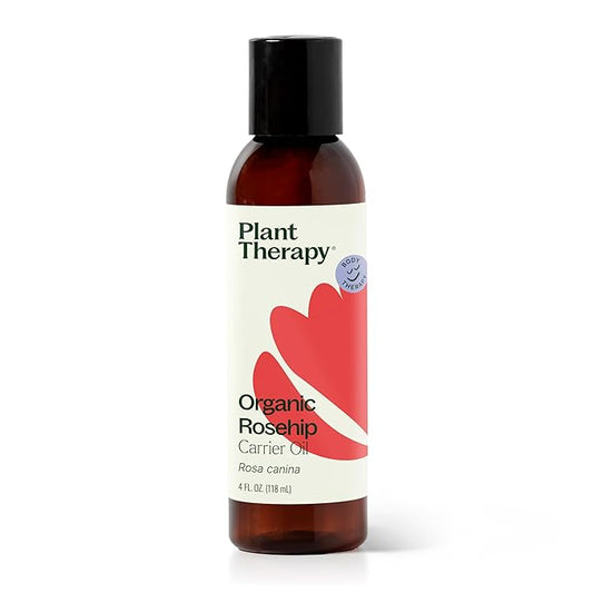 Plant Therapy Organic Rosehip Carrier Oil 4 oz For Skin and Hair Cold Pressed Supports Skin Hydration Fine Lines & Wrinkles Extra Virgin, Vitamins A and E & Essential Fatty Acids