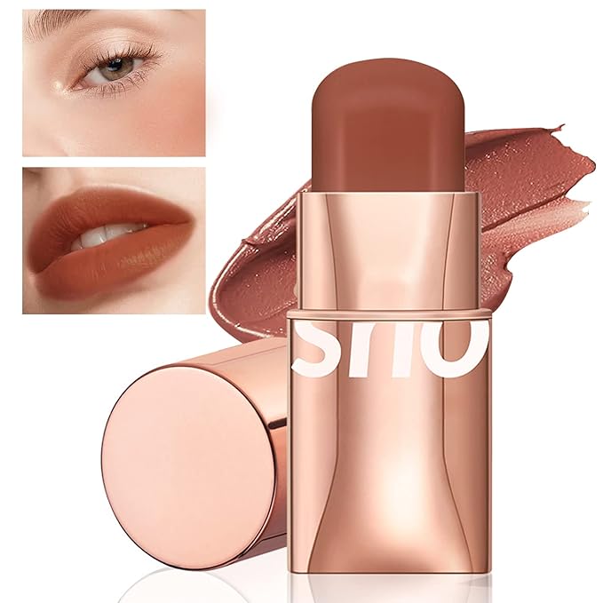 Cream Blush Stick for Cheeks Makeup,Waterproof Blush Face Stick Multi-Use Lip and Cheek Tint,Matte Finish Lightweight Easy to Blend Natural Cream Blusher Makeup for All Skin Tones- Rose Red