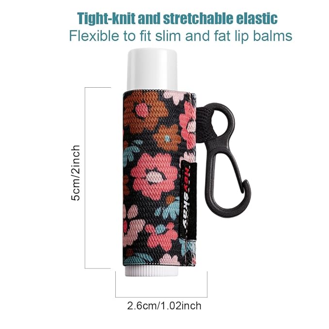 5PCS Lip Balm Holder Sleeves Keychain Chapstick Holder Keychain Lip Gloss Holder Chapstick Elastic Sleeves(Pink/Light Blue/Grey/Light Purple Mix/Pink-Green Mix)