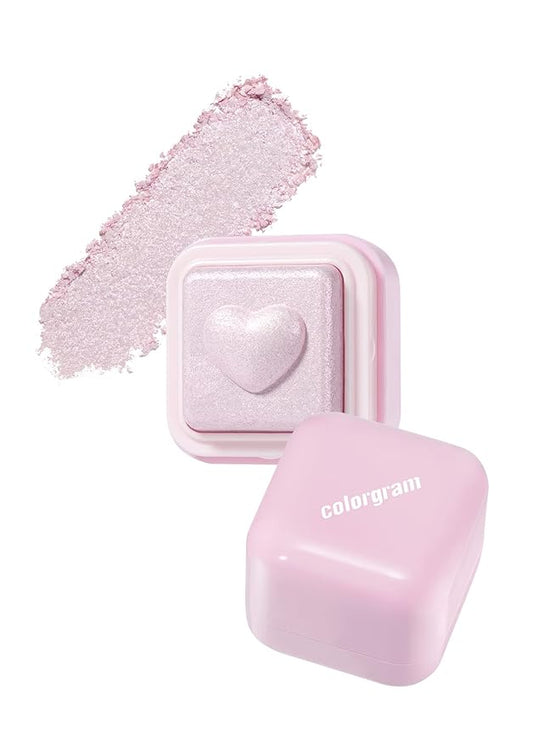 COLORGRAM Milk Bling Heartlighter 02 Pink Heart | Silky Smooth Versatile Creamy Highlighter with Shimmery Finish, Soft and Natural Glow Perfect for Daily Makeup