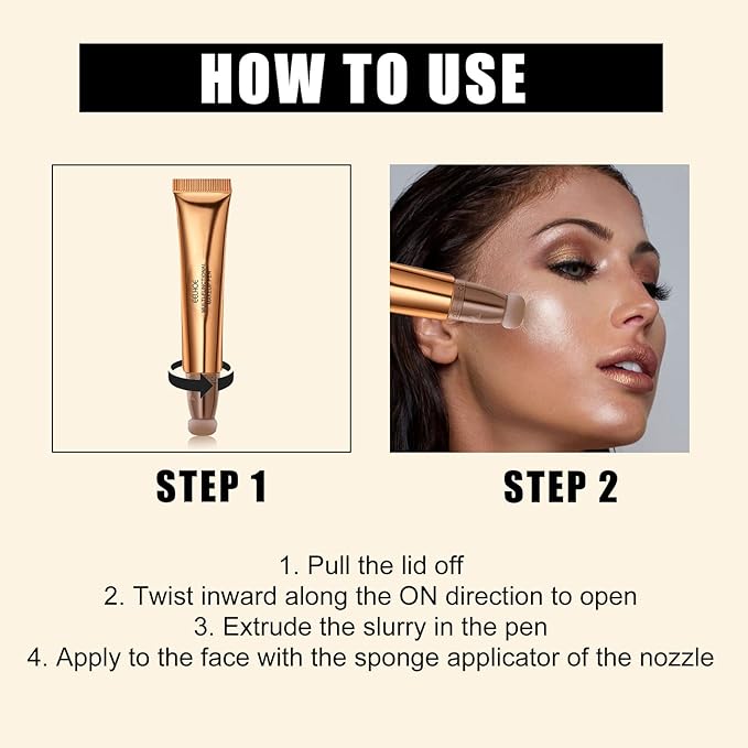 Contour Beauty Wand, Liquid Face Concealer Contouring Highlighter Blusher Stick with Cushion Applicator, Long Lasting Smooth Natural Matte Finish, Lightweight Blendable Super Silky Cream Contour Stick