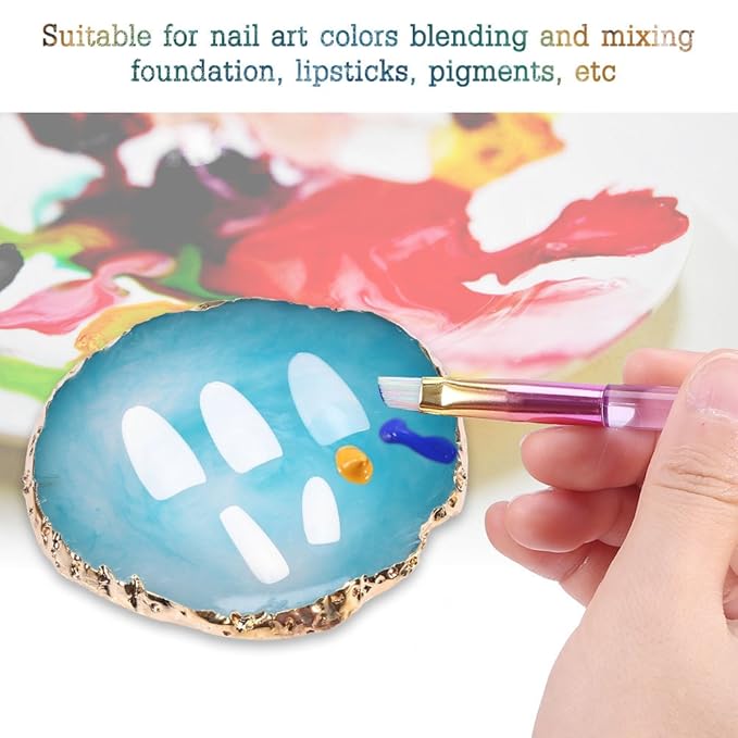 Nail Art Palette, Natural Resin Stone Nail Art Palette for Painting Placing Things Making Nail(Blue)