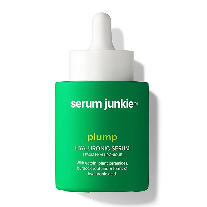 PLUMP Hyaluronic Acid Serum with 5D Hyaluronic Complex, Ectoin, Plant Ceramides, Vitamins B5 & E, Deep Hydration, Strengthens Skin Barrier, Fragrance-Free, 1 fl oz