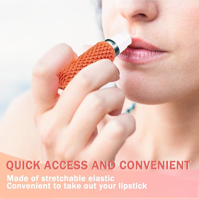 WKieason Lip Balm Holder Sleeve with Keychain Lipstick Sleeve Holder Tight-knit Elastic Holder (Black/blue/beige)