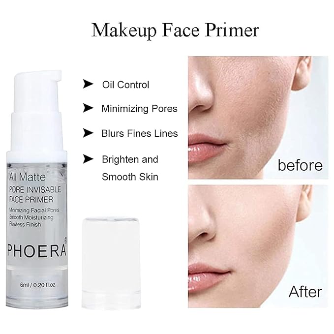 Hilareco PHOERA Foundation,Mushroom Head Air Cushion CC Cream Natural Foundation,PHOERA Makeup Foundation Full Coverage,Phoera Face Primer(101 Porcelain+01 Ivory CC)