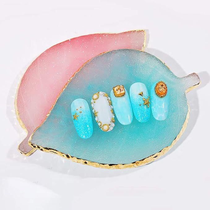 1 Pcs Leaf Resin Nail Art Palette Painting Makeup Palette Tray Cosmetic Nail Gel Polish Colors Mixing Pallet White