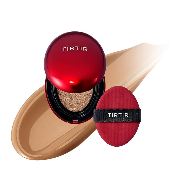[*Mini Size*] TIRTIR Mask Fit Red Cushion Foundation | Full coverage, Weightless, Skin fit, Satin Glow Finish, Korean Makeup, beauty, Tattoo cover up, Buildable (#34N Pecan, 0.15 Fl Oz)
