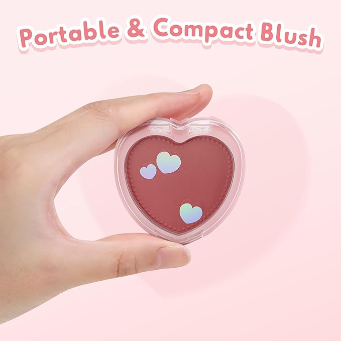 Boobeen Powder Blush Matte Pressed Blush Palette, Highly Pigmented Cream Pink Blusher for Cheeks, Blusher Compact Powder Makeup Lightweight Easily Blends, Single Color Rouge Powder