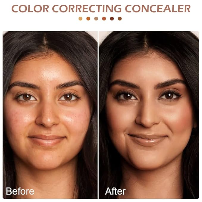 6 Color Correcting Concealer Palette With Concealer Brush, Tattoo Concealer, Cream Contouring Makeup Kit, Corrects Dark Circles Red Marks Scars Light Mediumor creamy concealer A3