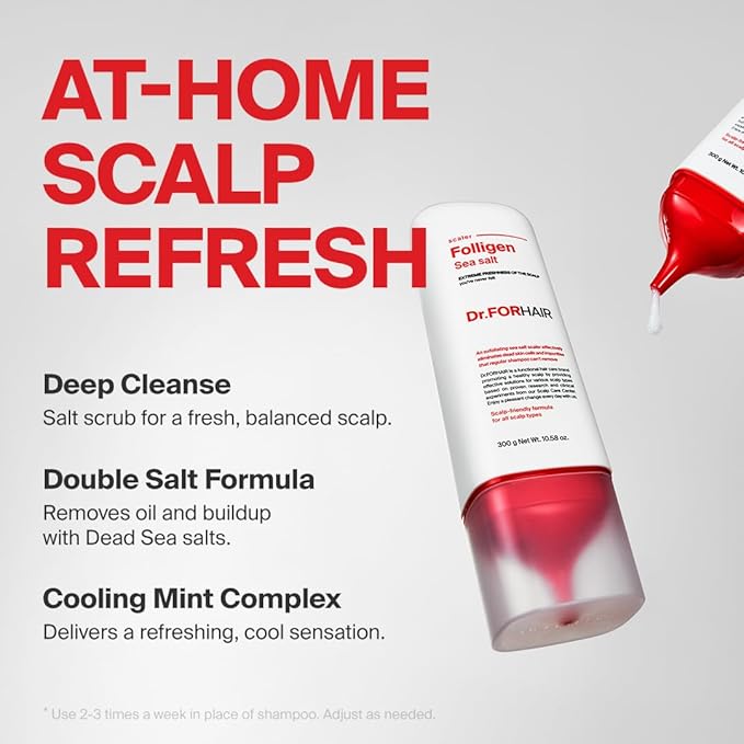 Dr.FORHAIR Folligen Sea Salt Scaler 300 ml/10.58 oz. | Scalp Deep Cleansing & Exfoliation | Eliminates Impurities & Odor