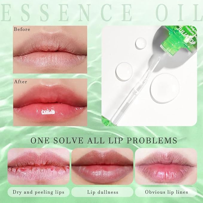 Lip Plumper Set, Natural Lip Plumper Moisturizing Aloe Vera Lip Gloss, Lip Plumper Gloss and Lip Care Serum, Beautiful Fuller, Hydrating & Reduce Fine Lines, Day and Night Ues Set