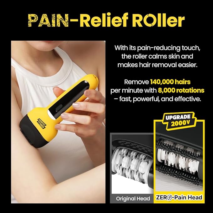 Gorilla Technique 3-in-1 Epilator 2000V, Facial & Body Hair Removal Device, Pain Relief Roller, Cordless Rechargeable Electric Tweezers & Shaver & Callus Remover, Women & Men, Korean Skin Care - 2000V