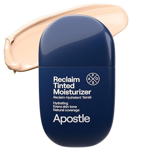 APOSTLE Reclaim Tinted Moisturizer for Men (12 Negril) - Niacinamide, Vitamin E, Squalane, Hyaluronic Acid, Tinted Face Moisturizer For Men. Hydrates, Evens Skin Tone, Reduces Fine Lines, 1 Fl. Oz.