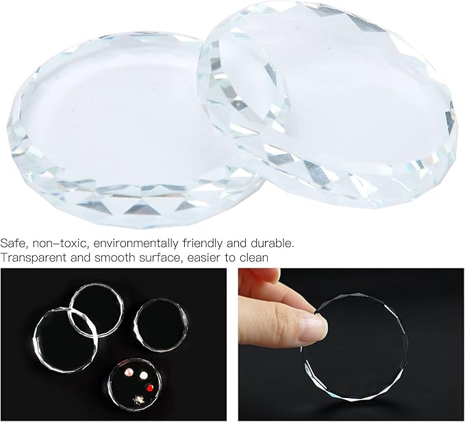 Nail Art Palette, 2pcs Nail Art Palettes Color Mixing Tool for DIY Makeup Mixing Palette Drawing Color Dish Toning Glass Nail Tips Painting Tray False Eyelash Glue Hold Makeup Pallet