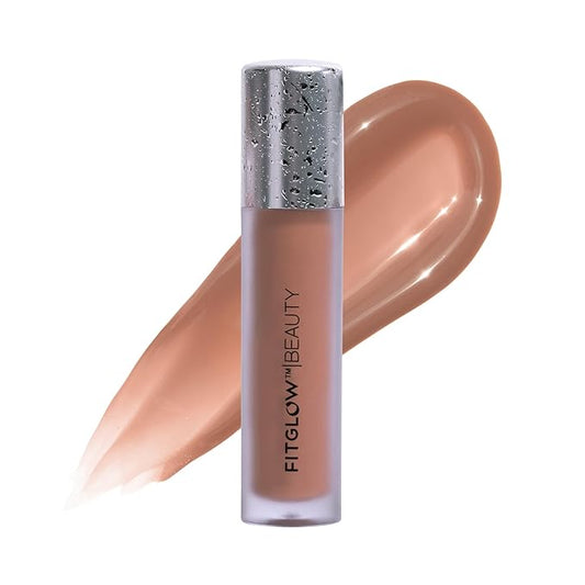 FITGLOW Beauty Lip Colour Serum | Hydrating Lip Gloss | Plumping Anti-Aging Lip Treatment | Natural Shine with Pomegranate Sterols & Collagen | Buildable Color for Dry Chapped Lips | Halo - 10g