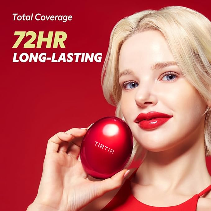 TIRTIR Mask Fit Red Cushion Foundation | Full coverage, Weightless, Skin fit, Satin Glow Finish, Korean Makeup, beauty, Tattoo cover up, Buildable (#29C Taupe Beige, 0.63 Fl Oz)