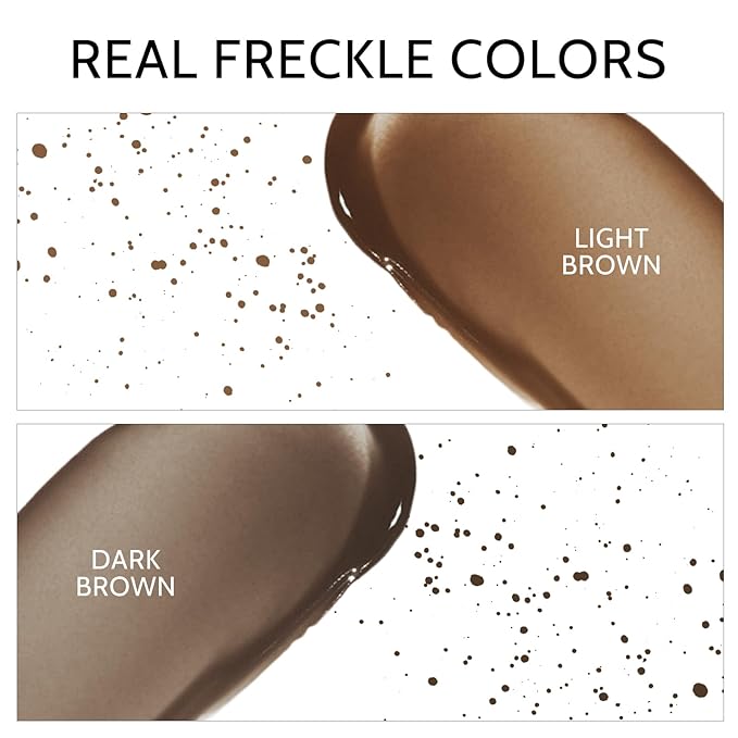 KYDA 2 Colors Liquid Freckle, Natural Freckle Makeup Pen, Longlasting Face Freckle Liquid Makeup, Soft Dot Sopt Pen Magic Freckle Color-Light Brown&Dark Brown