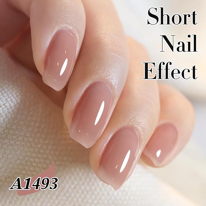 Double Rhythm Translucent Gel Polish Sheer Neutral Natural Light Milky Same Color Same Bottle 15ML Jelly UV Polish Nail Art DIY at Home (Dark Nude-A1493)