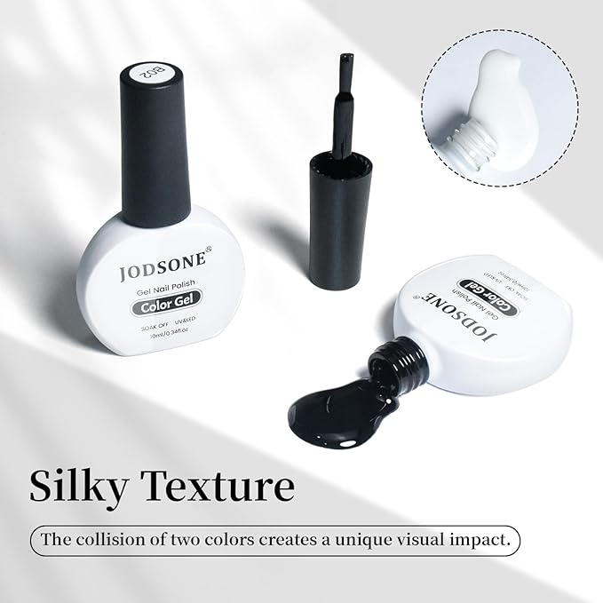 JODSONE 2Pcs Gel Nail Polish Set 10ml Black and White Gel Polish，Soak Off LED U V Nail Gel Manicure All Seasons Gel Polish Nail