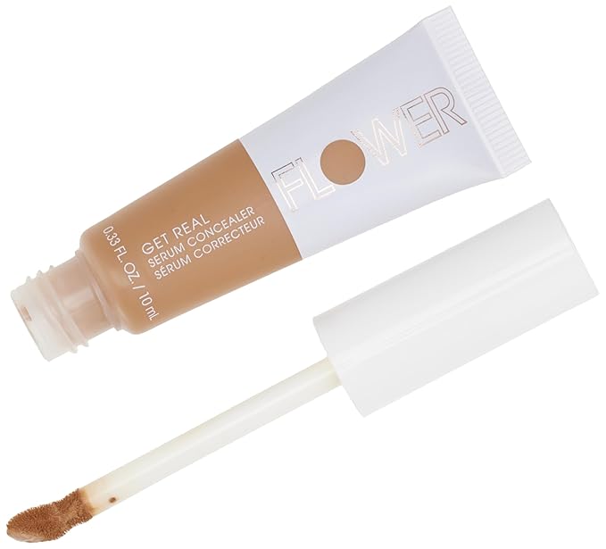 FLOWER BEAUTY By Drew Barrymore Get Real Serum Concealer - Brightens Skin + Blurs Blemishes - Hydrating Serum- Deep