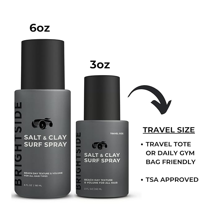 Salt & Clay Surf Spray - Hair Texturizing & Volumizing Spray - Travel Size TSA (3oz) - Sea Salt & Epsom Salt, Natural Clay Blend, Silica, & Green Tea - Beach Style For All Hair Types