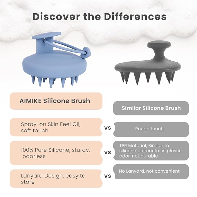 AIMIKE Scalp Massager Shampoo Brush, Soft Silicone Hair Scrubber for Washing Hair, Dandruff Removal & Hair Growth Stimulator, Scalp Brush/Exfoliator Brush On Dry & Wet Scalp