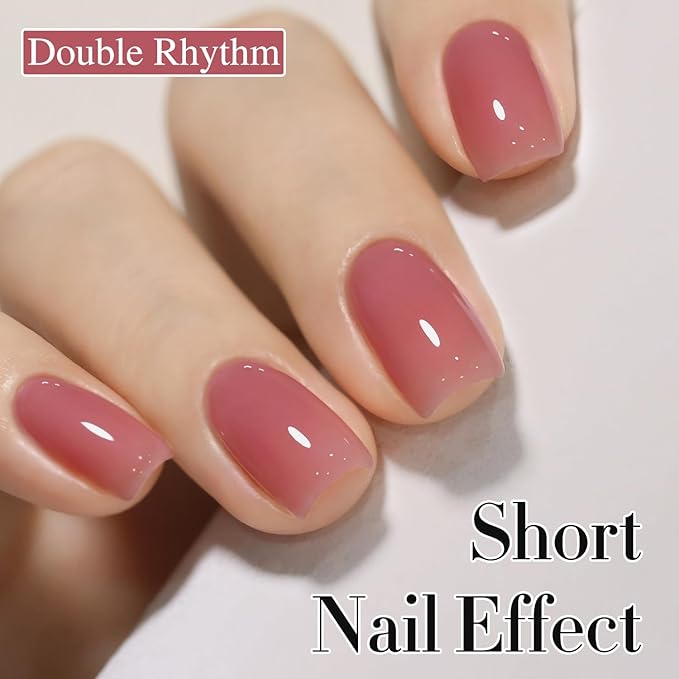 Double Rhythm Gel Polish Translucent Sheer Neutral Natural Light Milky Same Color Same Bottle 15ML Jelly Polish Art DIY at Home (Light Pink Purple-A1373)