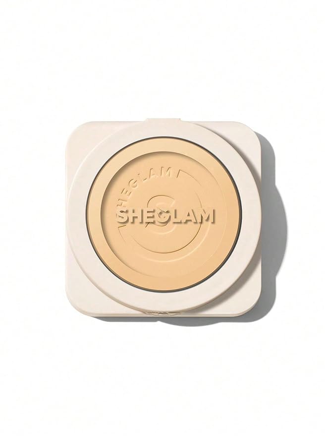 SHEGLAM SKin-Focus Full Coverage Powder Foundation Oil-Control Lightweight Face Pressed Powder Makeup-Linen