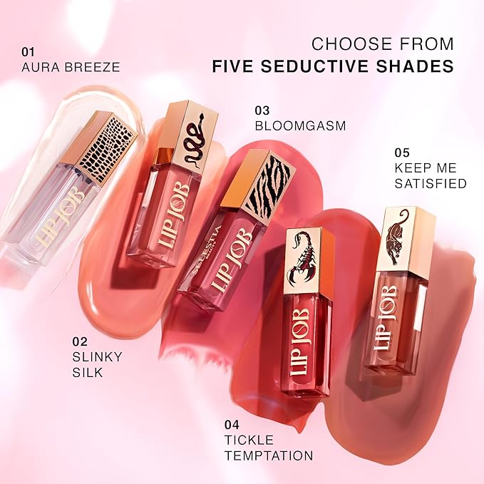 Lip Plumper Gloss Lip Job - Plumping Lip Gloss with Glossy Finish - Lip Pump Gloss with Hydrating & Smoothing Formula - 0.14 Fl Oz (Slinky Silk)