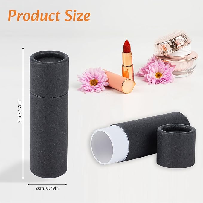 NICENEEDED 15 Pcs Paperboard Lip Balm Tubes, 0.4 Oz Kraft Paper Lipstick Tube, Cardboard Empty Deodorant Container Solid Perfume Tube Cosmetic Box for DIY Chapstick Deodorant Crayon