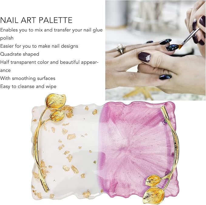 Resin Nail Palette Nail Palette Nail Art Makeup Display Board Manicure Stand Manicure Palette Nail Art Color Manicure Nails DIY Tool (Pink)