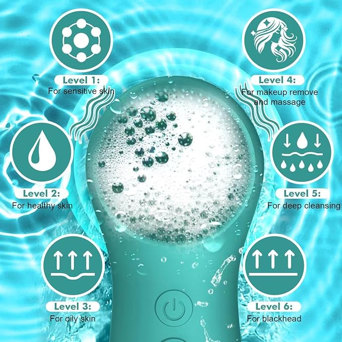 LZP Face Scrubber Facial Cleansing Brush Silicone Face Scrubber Exfoliator for Men & Women, Rechargeable Electric Facial Brushes for Cleaning and Exfoliating, Waterproof Face Scrub Brush