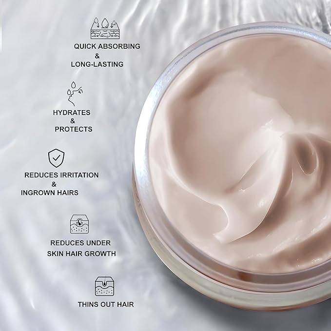 Silky Cream by Hadirose | Pure Red Saad Oil (Egyptian Cyperus Rotundus) | Organic Hair Removal Maintenance Cream | Prevent Ingrown Hair | Scented (Rose, Jasmine & Lavender) | Made in the USA.