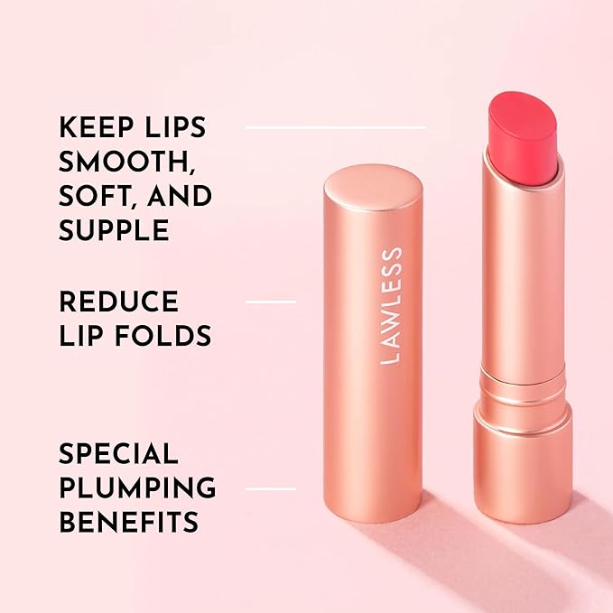LAWLESS Forget the Filler Lip Plumping Line Smoothing Tinted Balm - Juicy Watermelon - Premium Tinted Lip Balm with Natural Ingredients to Plump and Smooth Lips for a Firmer, Fuller Look - 0.09 oz