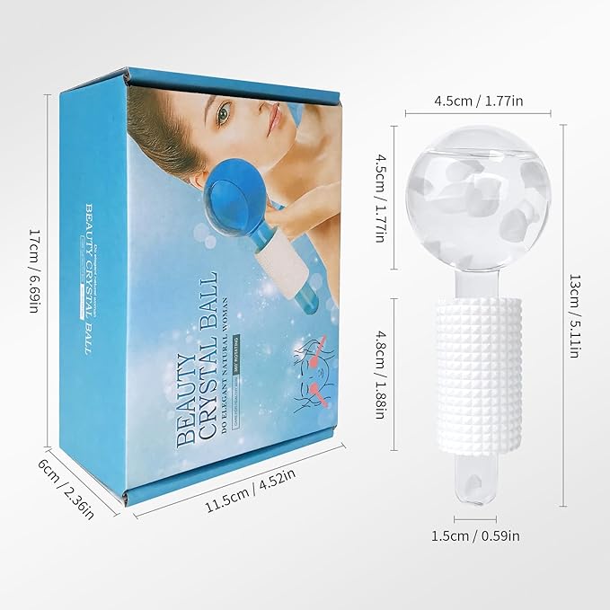 Ice Globes & Ice Roller for Face and Eyes - Facial Massage Tools for Skin Care, Reduce Wrinkles & Puffiness, Cooling Globes & Roller Ball for Glowing Skin 2PCS (White)