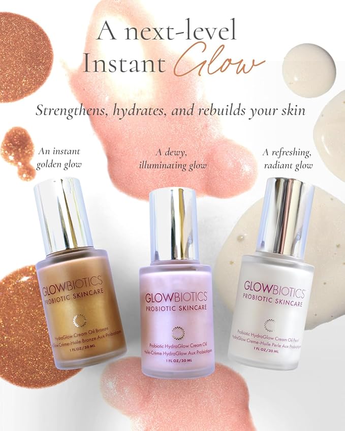 Glowbiotics Probiotic HydraGlow Illuminating Serum Pink: Hydrating Dew Drops for Radiant Skin, Illuminating Glow Enhancer with Hyaluronic Acid and Probiotics, 1 Fl Oz
