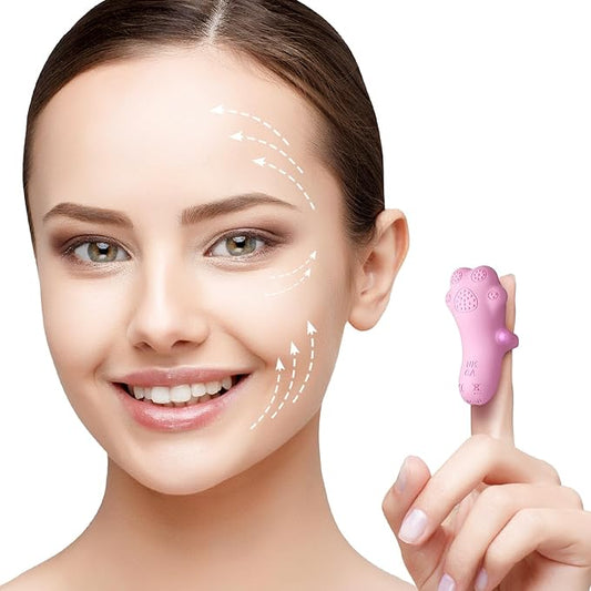Portable Mini Facial Massage Ball, Waterproof Rechargeable Powerful Multifunctional Eye Face Finger Massager (Pink)