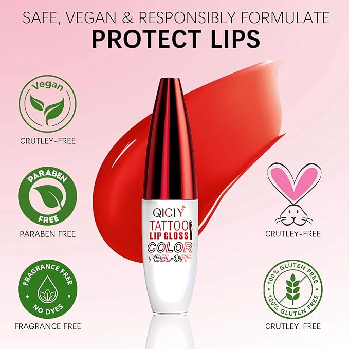 QueenDiary Lip tint Peel Off Lip Stain，Lip Stain Waterproof， Lip Tattoo Peel Off with Matte Finish, Long Lasting, Transfer-proof, Highly Pigmented Color (Romance Stain)