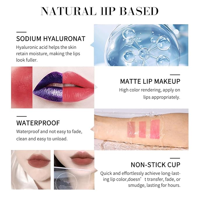Dulele 3PCS Peel Off Lip Stain, Matte Peel Off Lip Gloss Long Wear Lip Stain Peel Off Lipstick Set, Waterproof Highly Pigmented Peel Off Lip Tint Stain (Pink, 1)