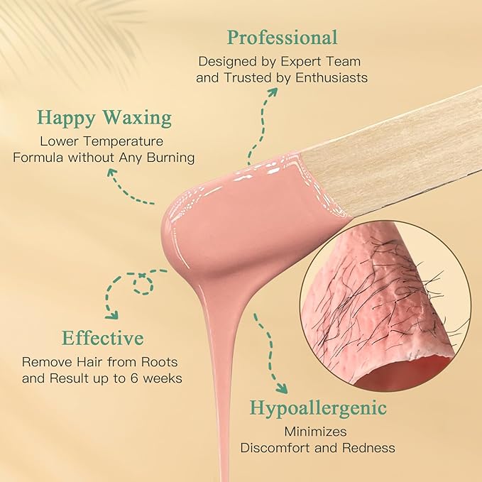 Wax Beads for Hair Removal, 1.3Lb/21oz Hard Wax Beans for Eyebrow, Face, Bikini, Legs, Arms, Full Body Waxing with 10pcs Wax Spatulas, 6 Packs