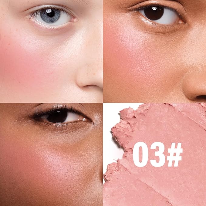 Boobeen Matte Blush Palette for Cheek, Pink Blush Cream, High Pigment Blush, Blendable Face Blusher for Confident Natural Makeup