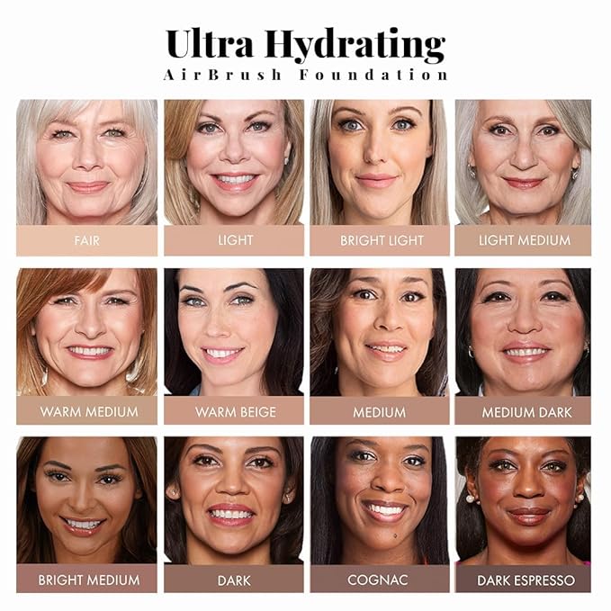 Jerome Alexander Airbrush Foundation Ultra Hydrating, Spray Foundation Makeup with 2x the Active Ingredients, Ultra-Light, Buildable, Full Coverage Formula (Light)