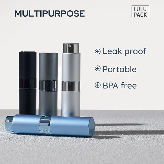 Travel Perfume Bottle Refillable - Cologne Spray Atomizer Mini - Small Travel Size Empty Sprayer for Refill Sample Container - Portable Fragrance Decant Dispenser for Women Men 8ml 4PCS Grey