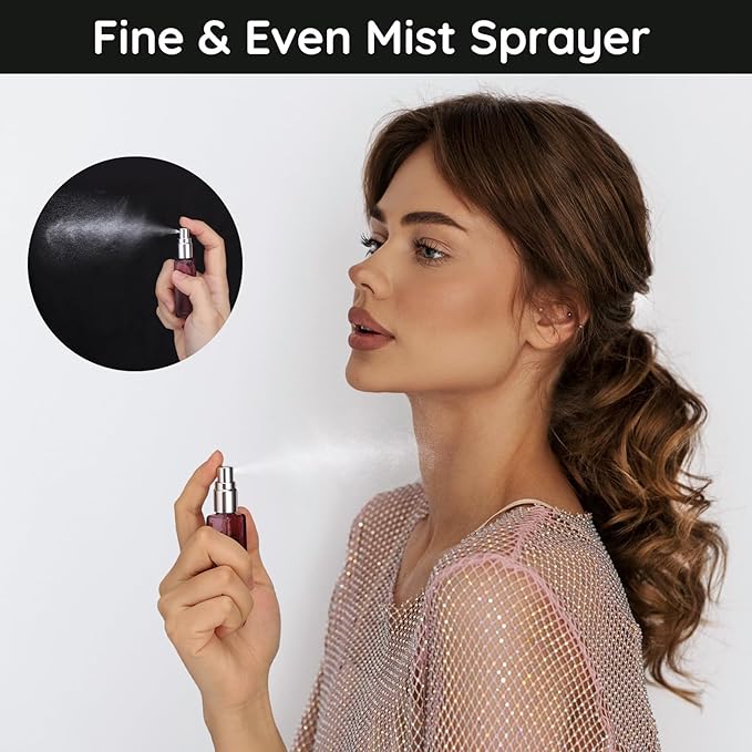 Segbeauty 5pcs Travel Refillable Atomizer, 10ML Empty Sprayer for Perfume, Mini Portable Glass Spray Bottle Dispenser for Cosmetic Accessories, Outgoing Travel Essentials