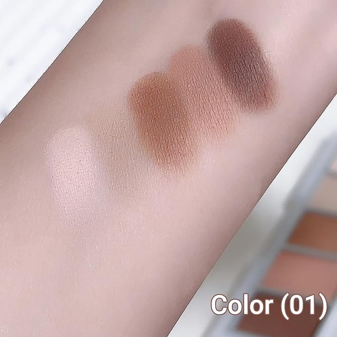 Erinde 5 Colors Matte Eyeshadow Palette Makeup, Natural Classic Nude Neutral Nude Brown Eye Shadow, Long Wearing Waterproof Everyday Eye Makeup for Brown Eyes, Off White Beige, Light to Dark Brown, 01