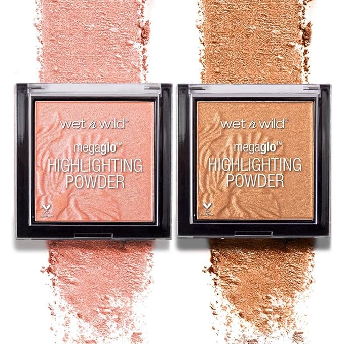 wet n wild MegaGlo Highlighting Powder, Highlighter Makeup, Shimmer Glow, Deep Gold Awesome Blossom (Pack of 4)