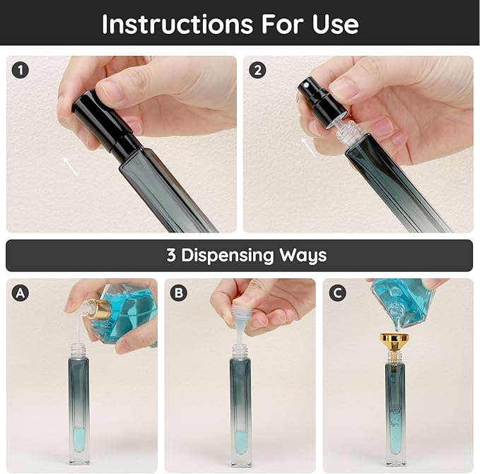 Segbeauty Refillable Perfume Bottle Travel, 5pcs 10ML Mini Glass Spray Bottles for Perfume, Empty Fine Mist Cologne Sprayer Portable Sample Container Atomizer for Dispensing Toilteries Liquid Cosmetic